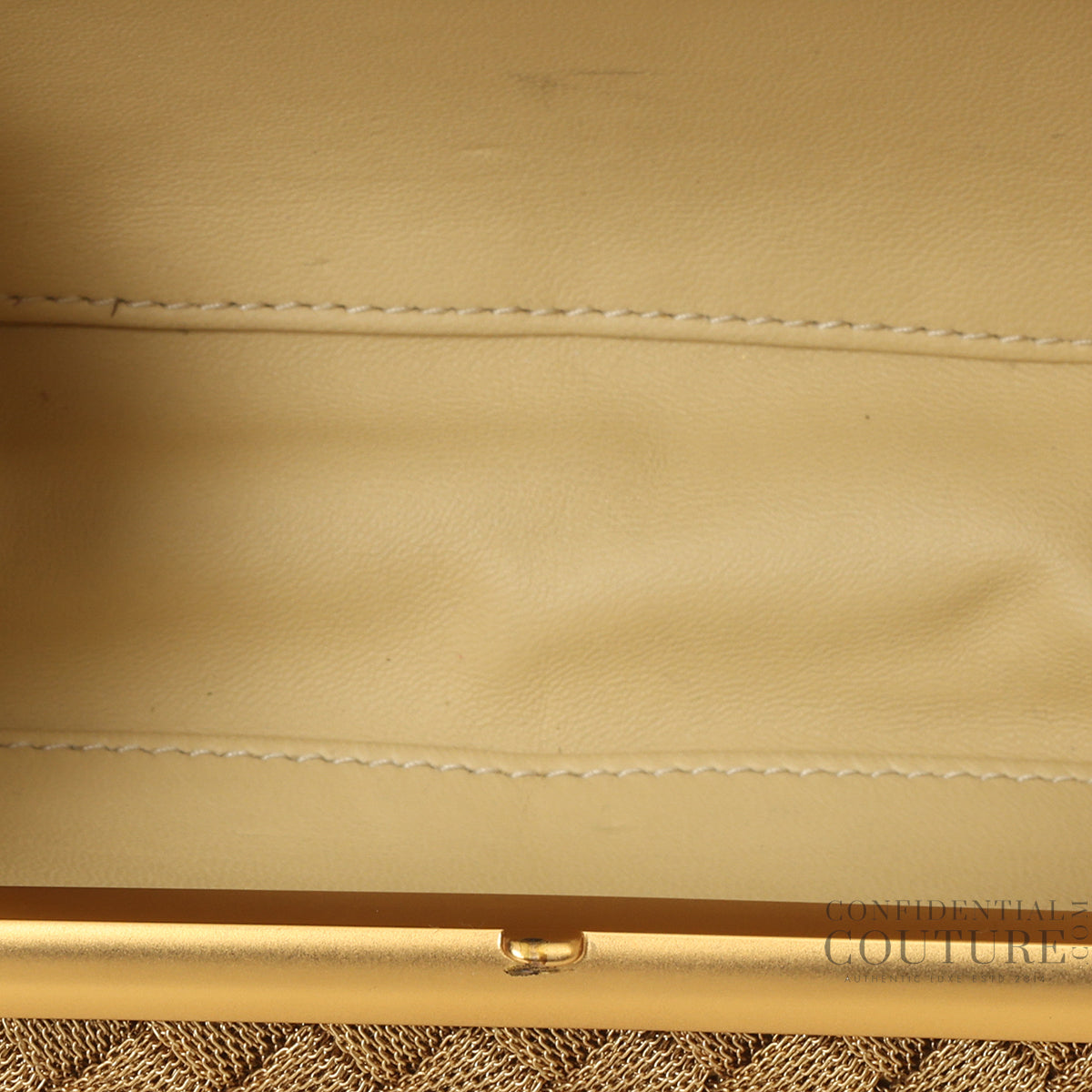 Goldtone Intrecciato Chain Metal Knot Clutch Bag