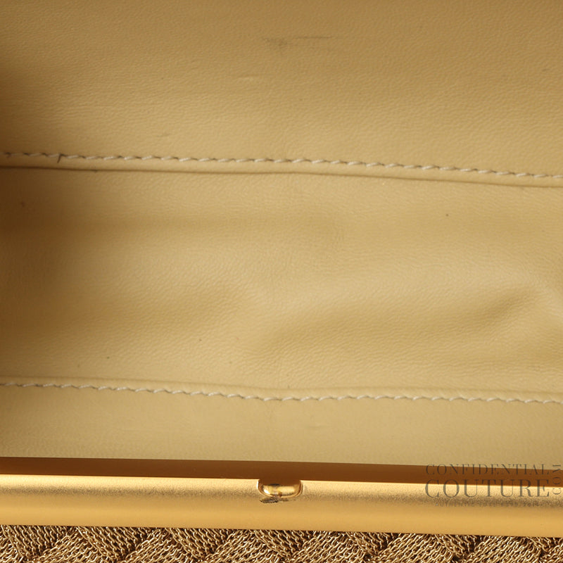 Goldtone Intrecciato Chain Metal Knot Clutch Bag