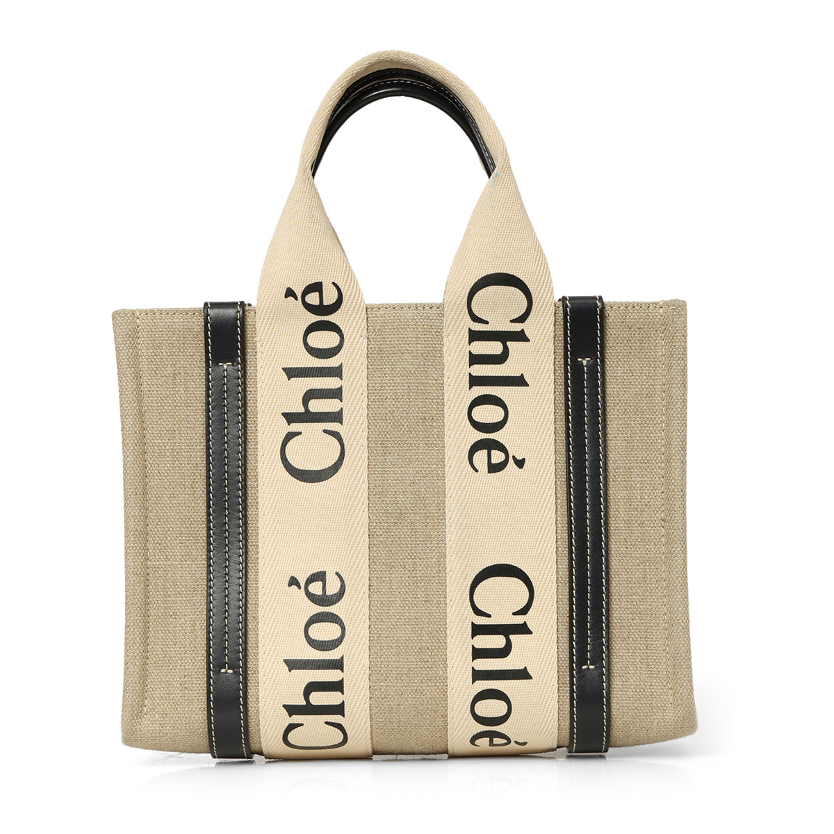 Beige/Black Shopping Woody Small Tote Bag