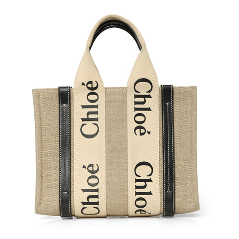 Beige/Black Shopping Woody Small Tote Bag