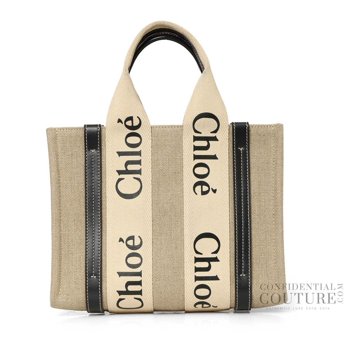 Beige/Black Shopping Woody Small Tote Bag