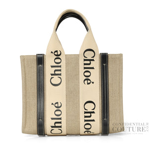 Beige/Black Shopping Woody Small Tote Bag
