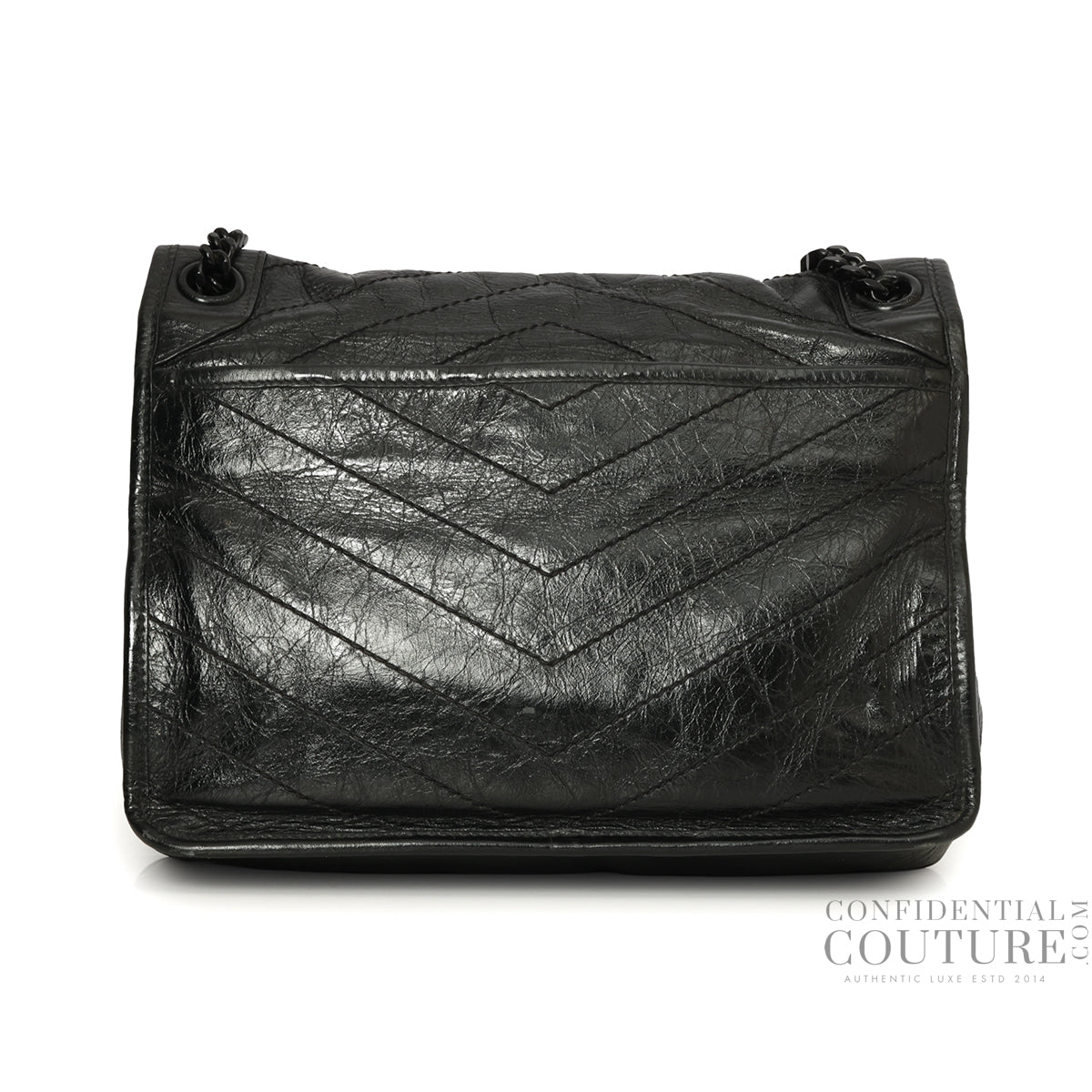 Black Niki Medium Shoulder Bag In Vintage Leather