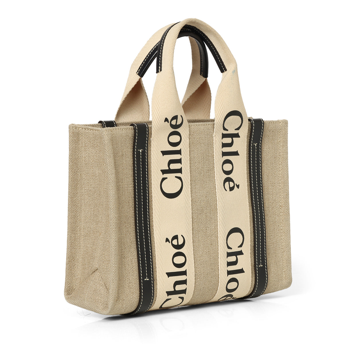 Beige/Black Shopping Woody Small Tote Bag