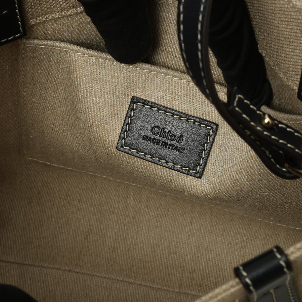 Beige/Black Shopping Woody Small Tote Bag