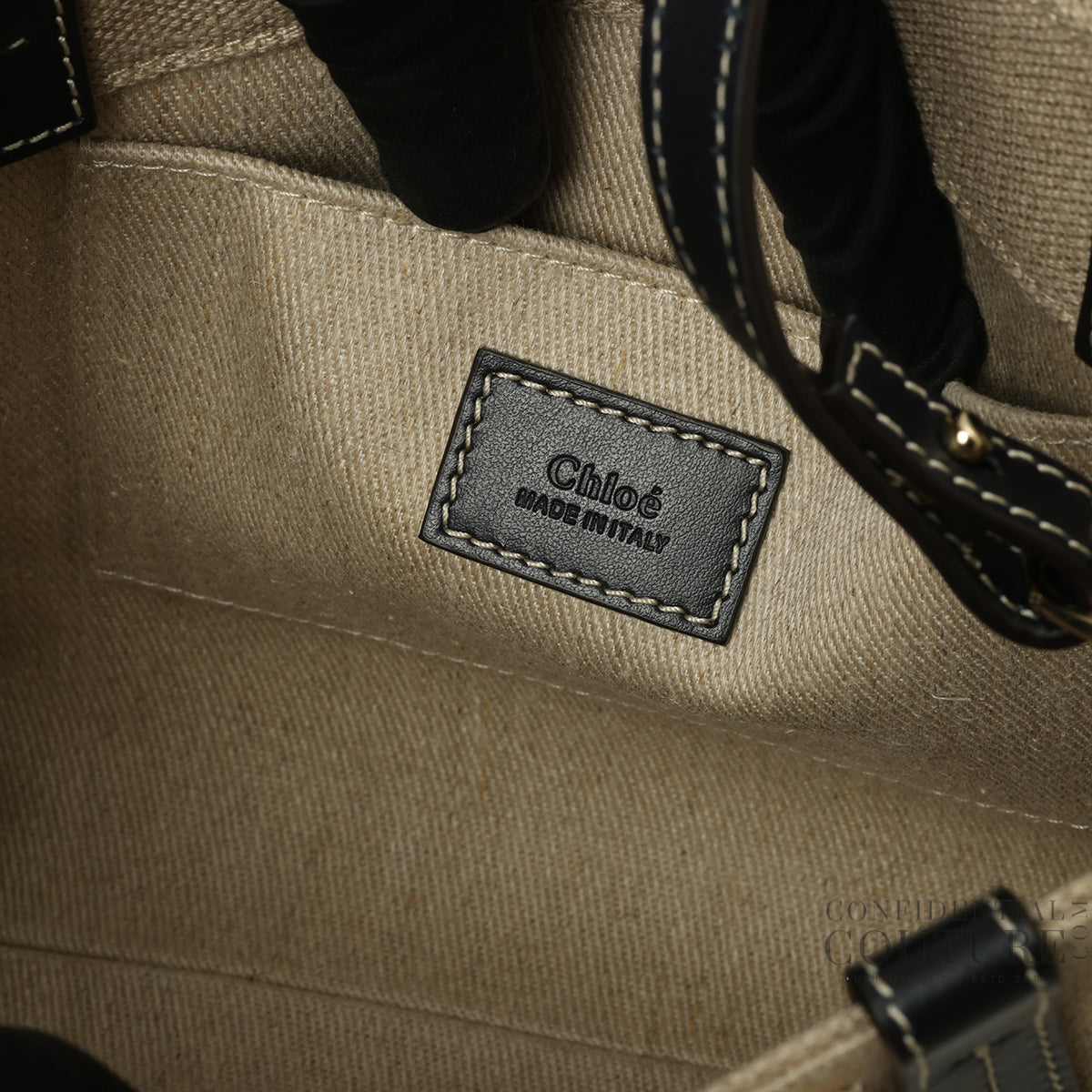Beige/Black Shopping Woody Small Tote Bag