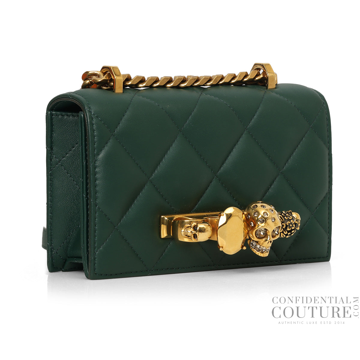 Green Skull Evening Shoulder Bag