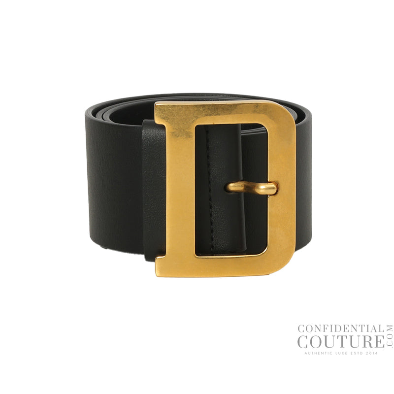Christian Dior Black Leather DiorQuake Belt Size 75cm