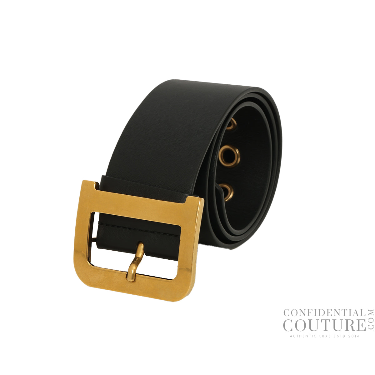 Black Leather DiorQuake Belt Size 75cm