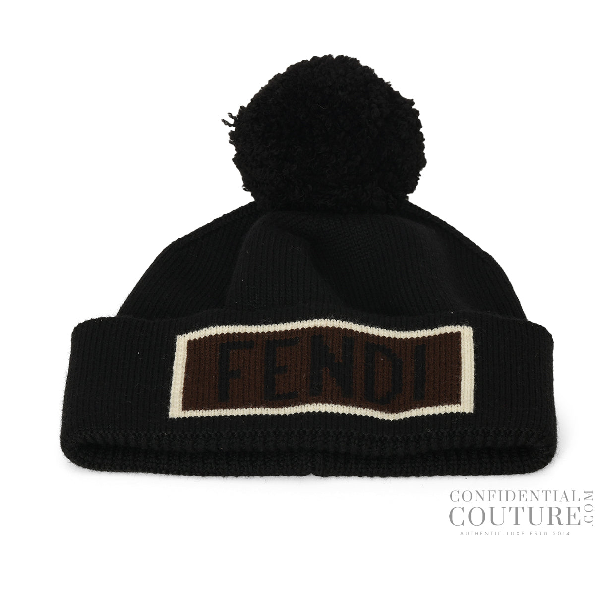 Black Pompon 100% Fleece Wool Beanie- 210x 240mm