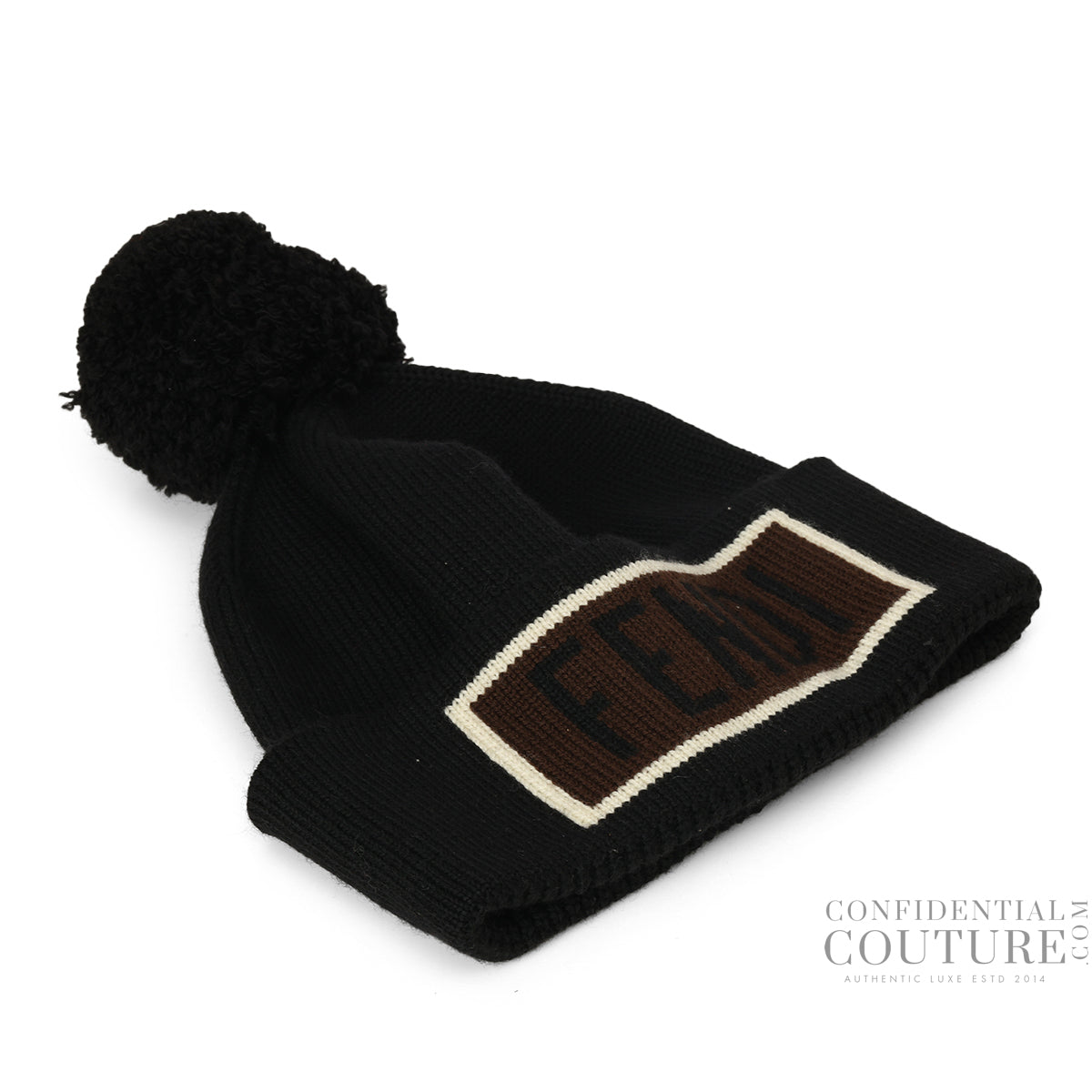 Black Pompon 100% Fleece Wool Beanie- 210x 240mm