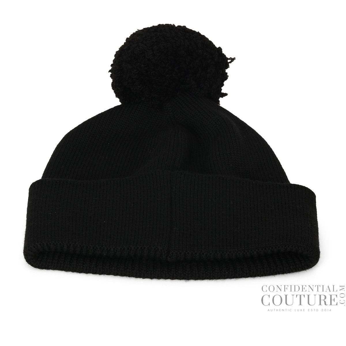 Black Pompon 100% Fleece Wool Beanie- 210x 240mm
