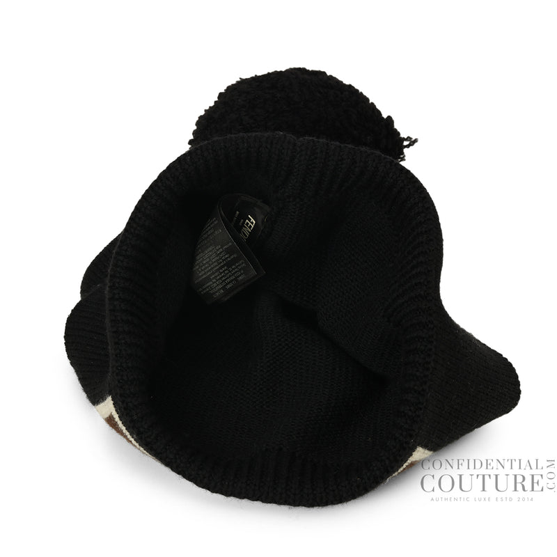 Black Pompon 100% Fleece Wool Beanie- 210x 240mm