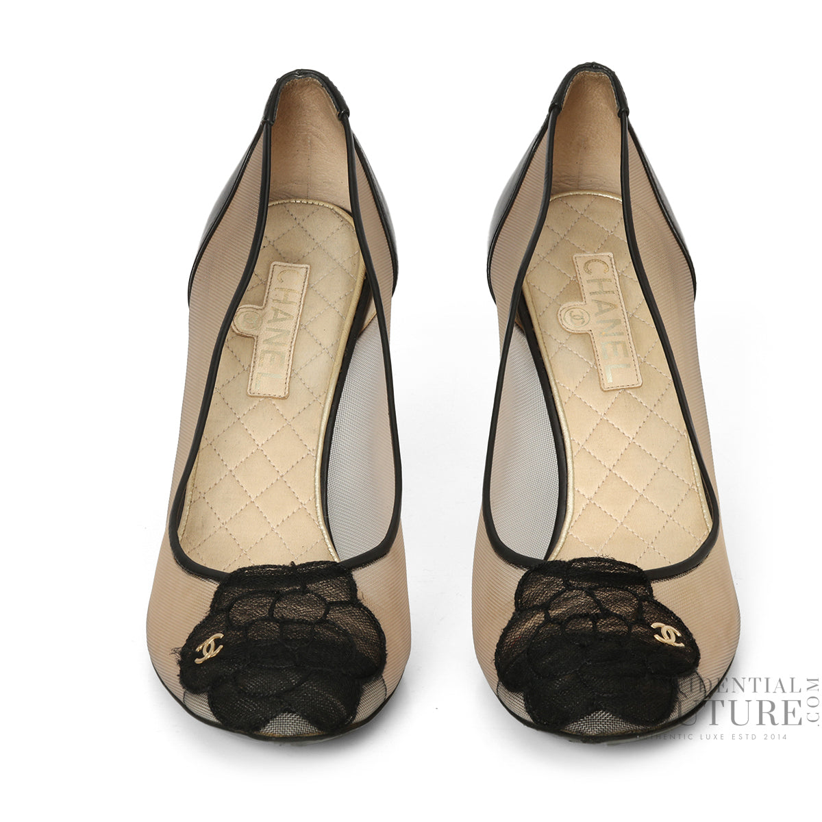 Coco Mark Cap Toe Mesh Black/Beige Pumps EU 38.5