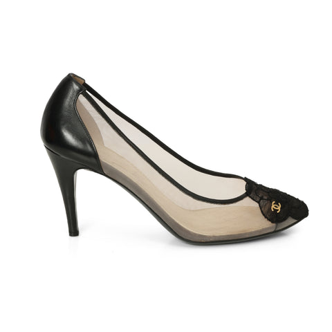 Coco Mark Cap Toe Mesh Black/Beige Pumps EU 38.5