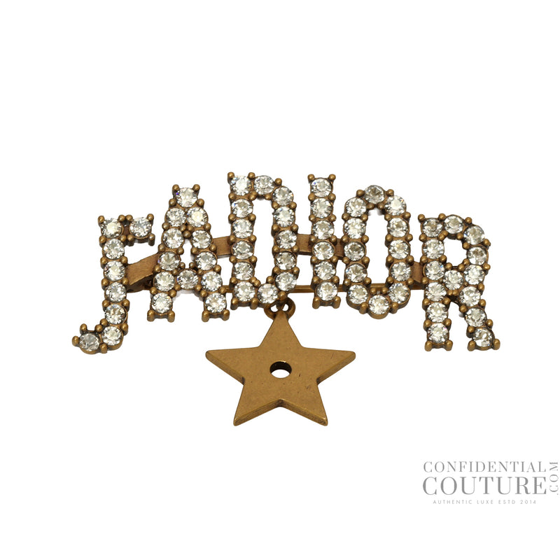 Goldtone Metal Crystal J'adior Brooch
