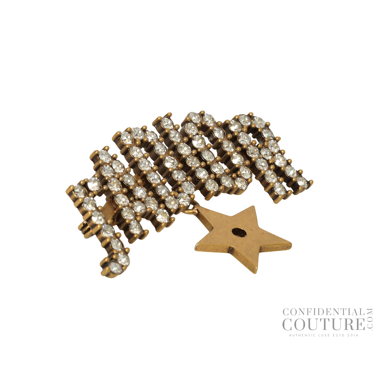 Goldtone Metal Crystal J'adior Brooch