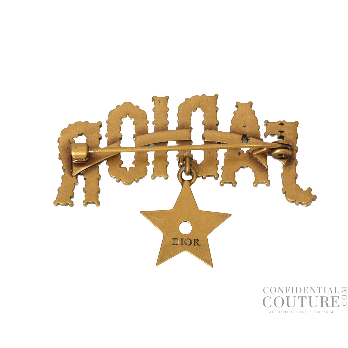 Goldtone Metal Crystal J'adior Brooch