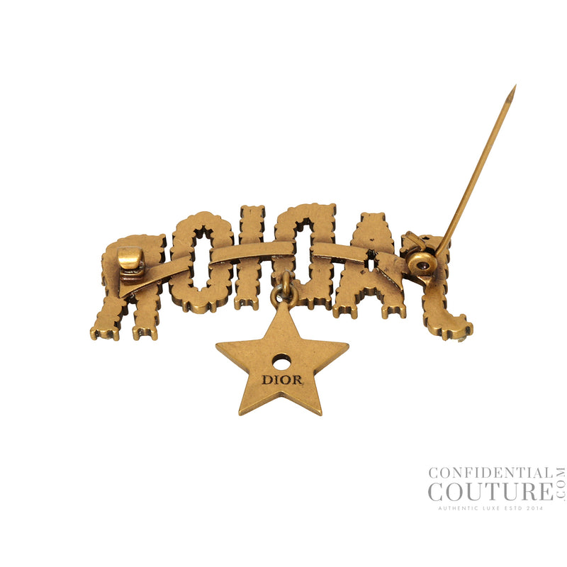Goldtone Metal Crystal J'adior Brooch