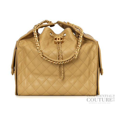 25 Dark Beige Medium Grained Calfskin Leather Bag