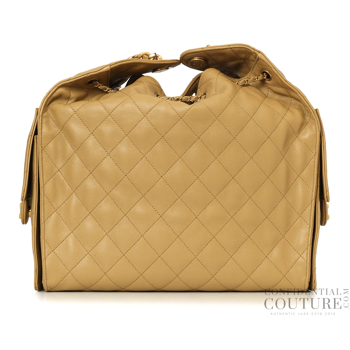 25 Dark Beige Medium Grained Calfskin Leather Bag