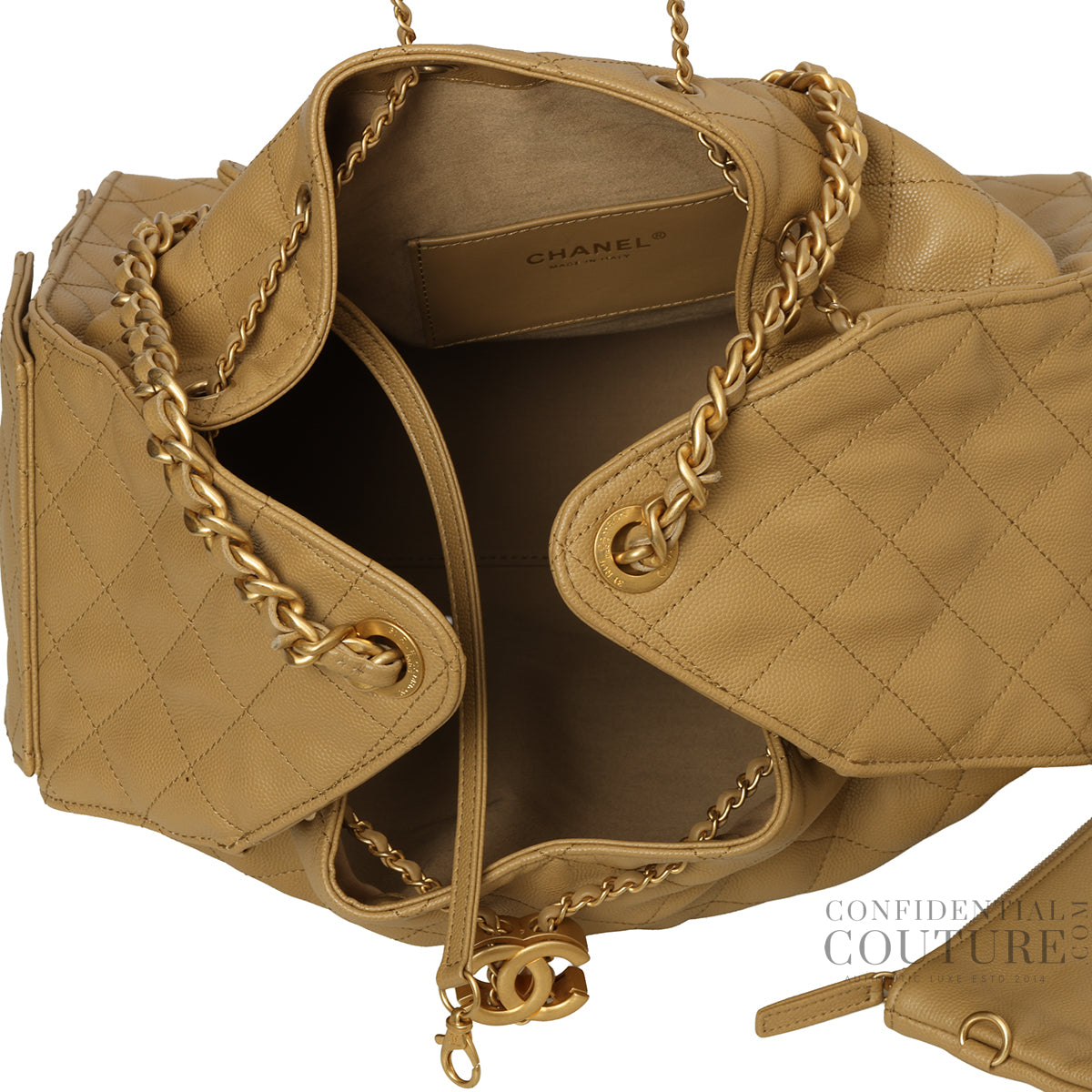 25 Dark Beige Medium Grained Calfskin Leather Bag