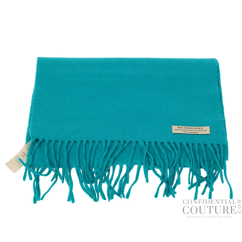 Women Burberry Sea Green 100% Cashmere Scarf