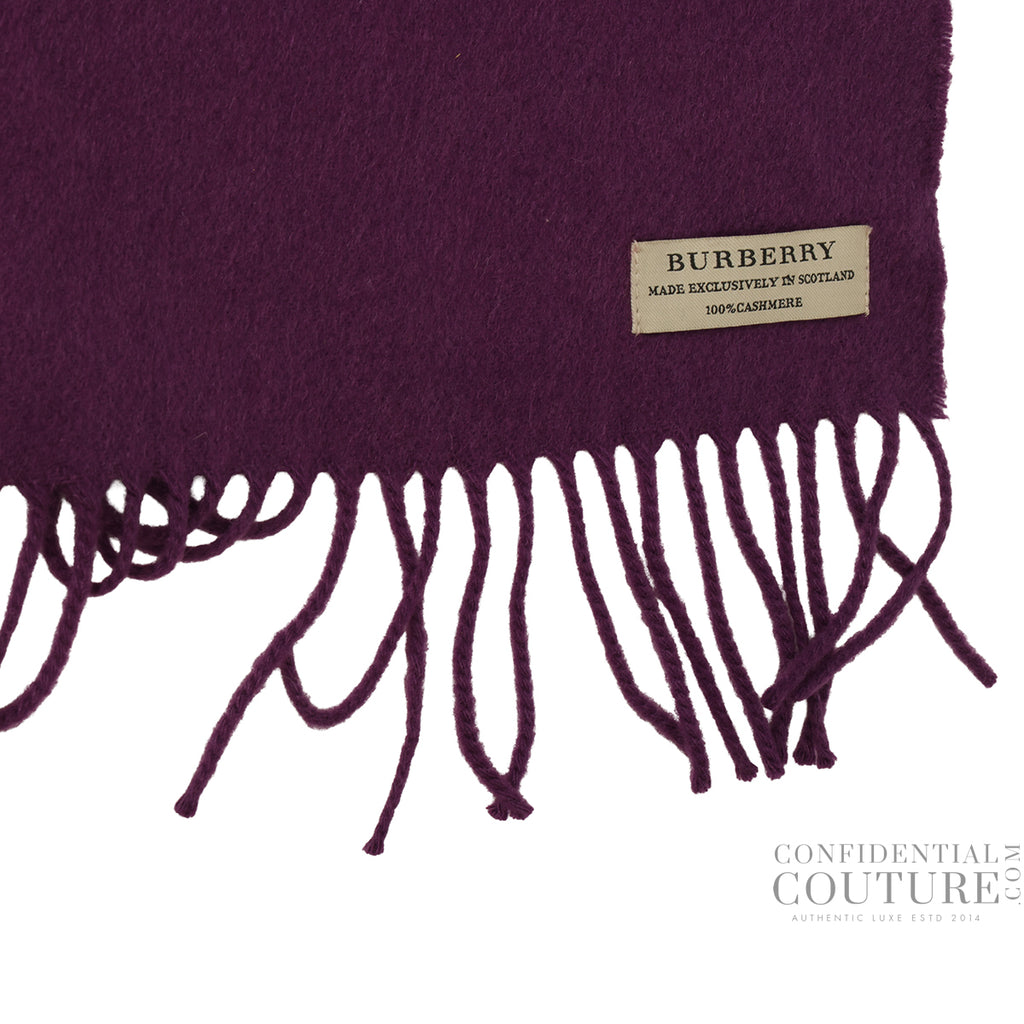 Burberry 100%カシミヤ　紫マフラー Shop Pre-Loved Burberry Purple 100% Cashmere Scarf – 100
