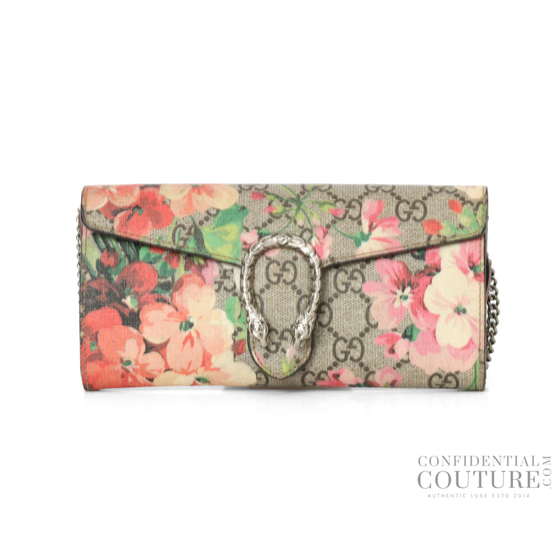Gucci Dionysus Beige/Pink GG Blooms Coated Canvas Mini Wallet on Chain Bag