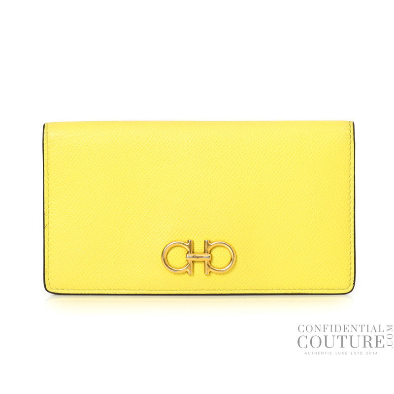 Salvatore Ferragamo Lemon Gancini Continental Bi-Fold Wallet