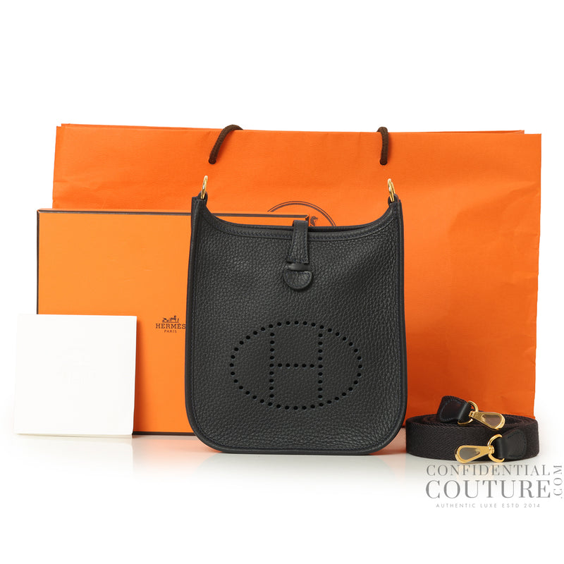Second Hand Hermes Noir Evelyn TPM With Gold Hardware