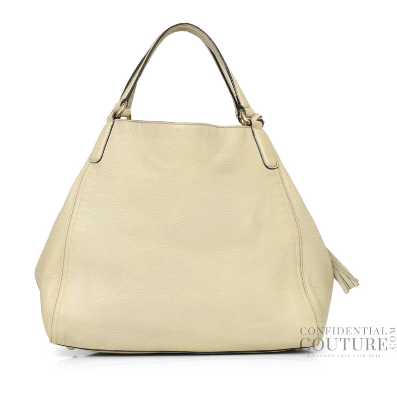 Ivory Pebbled Leather Medium Soho Tote