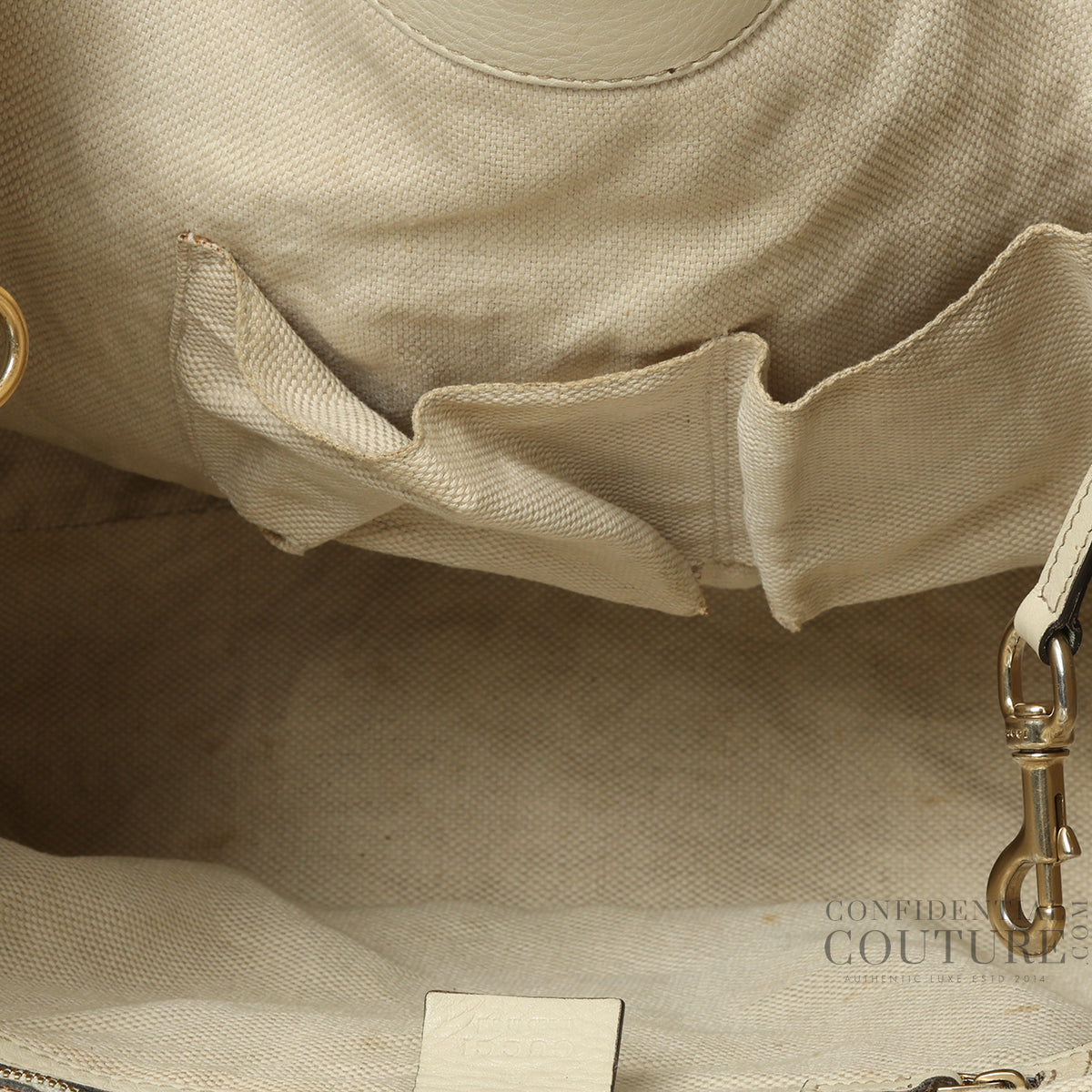 Ivory Pebbled Leather Medium Soho Tote