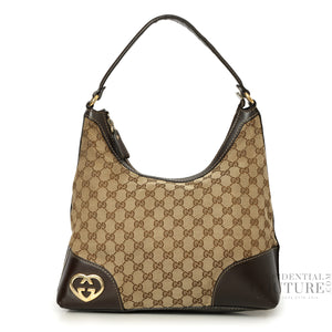 Beige/Ebony GG Canvas Lovely Hobo Bag