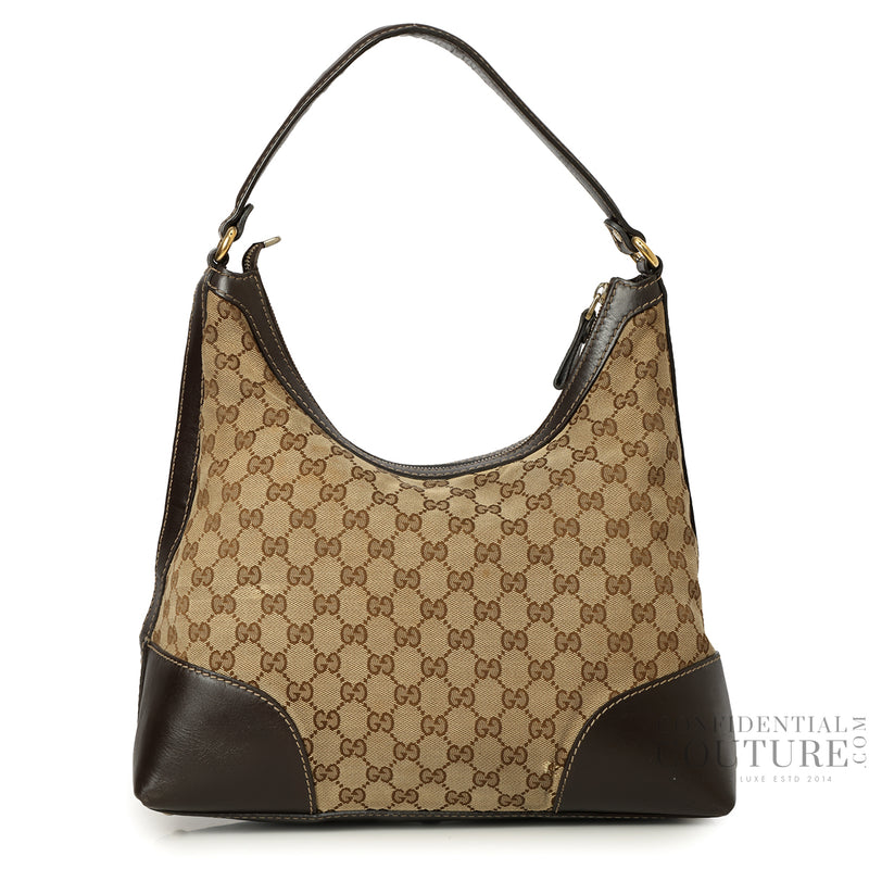 Beige/Ebony GG Canvas Lovely Hobo Bag