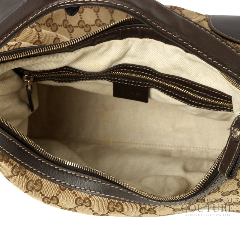 Beige/Ebony GG Canvas Lovely Hobo Bag