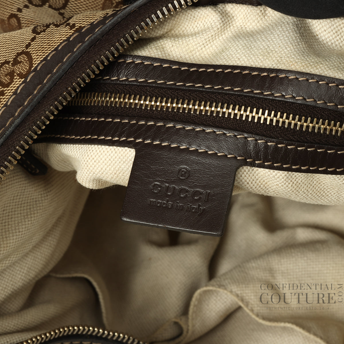 Beige/Ebony GG Canvas Lovely Hobo Bag