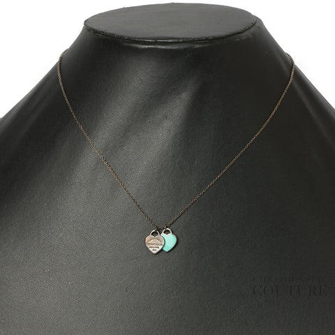 Return to Tiffany Double Heart Tag Pendant in Tiffany Blue & Silver, Mini