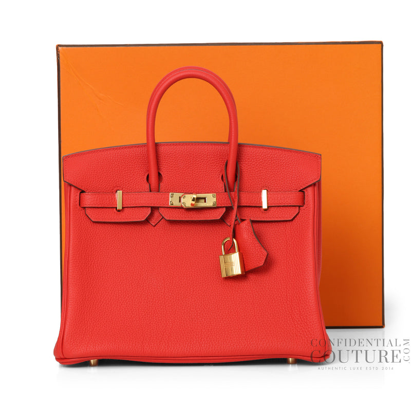 Rouge Coeur Birkin 25 With Gold Hardware In Togo Leather- Stamp D
