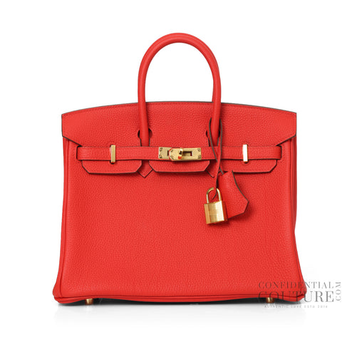 Rouge Coeur Birkin 25 With Gold Hardware In Togo Leather- Stamp D