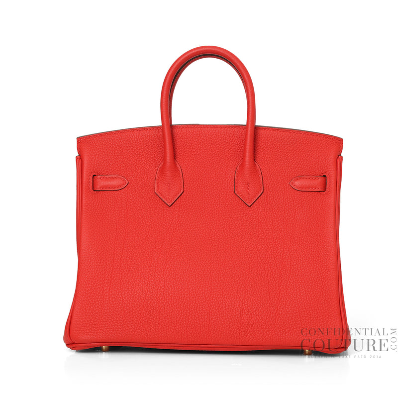 Rouge Coeur Birkin 25 With Gold Hardware In Togo Leather- Stamp D