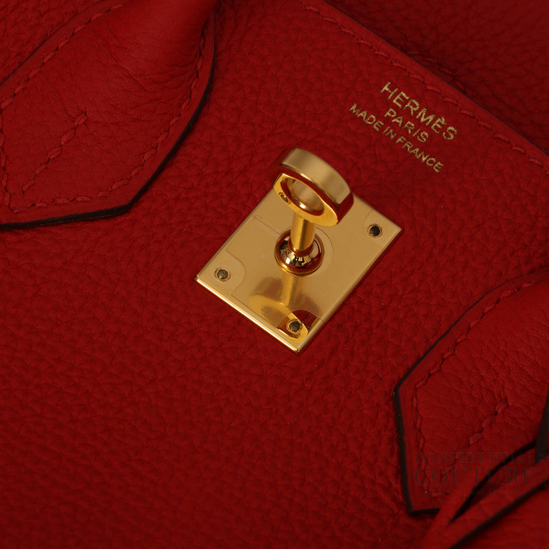 Rouge Coeur Birkin 25 With Gold Hardware In Togo Leather- Stamp D