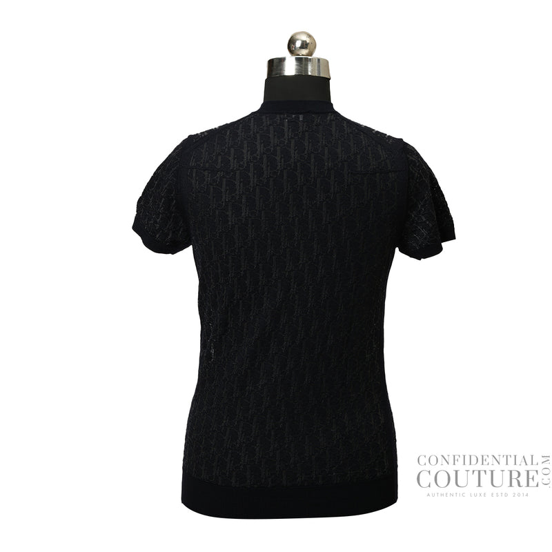 Oblique Relaxed-Fit Blue Woven T-Shirt