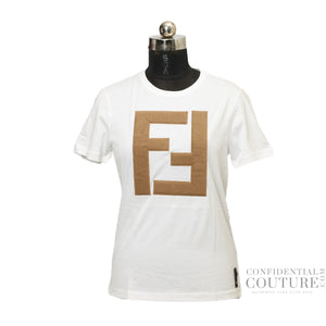White 'FF' Patch T-Shirt Small