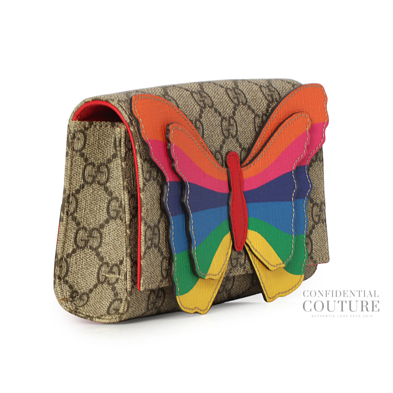 Children's GG Coated Canvas Butterfly Belt Bag