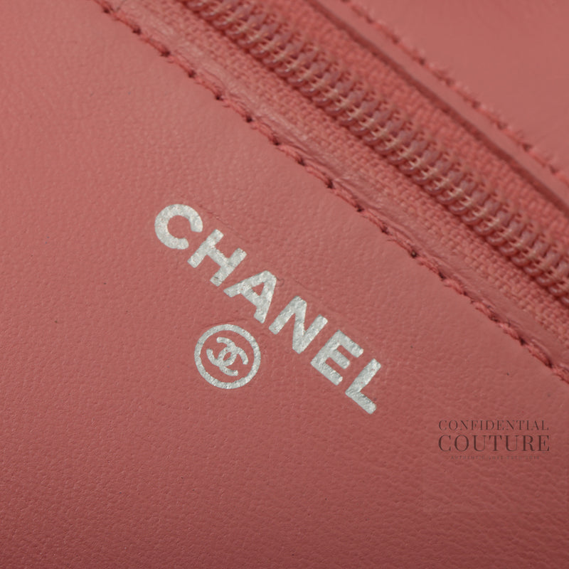 Pink Camellia Embossed Lambskin Leather WOC Clutch Bag