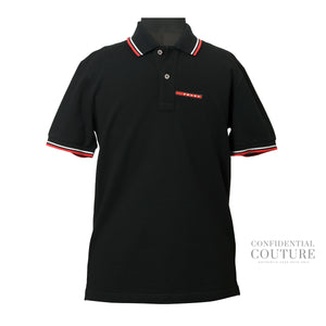 Prada Black Polo Neck Tshirt For Men- M