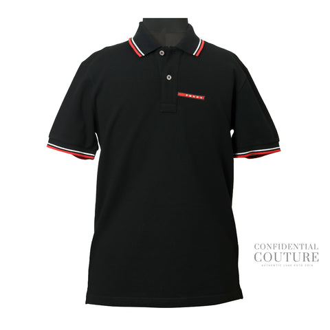 Prada Black Polo Neck Tshirt For Men- M