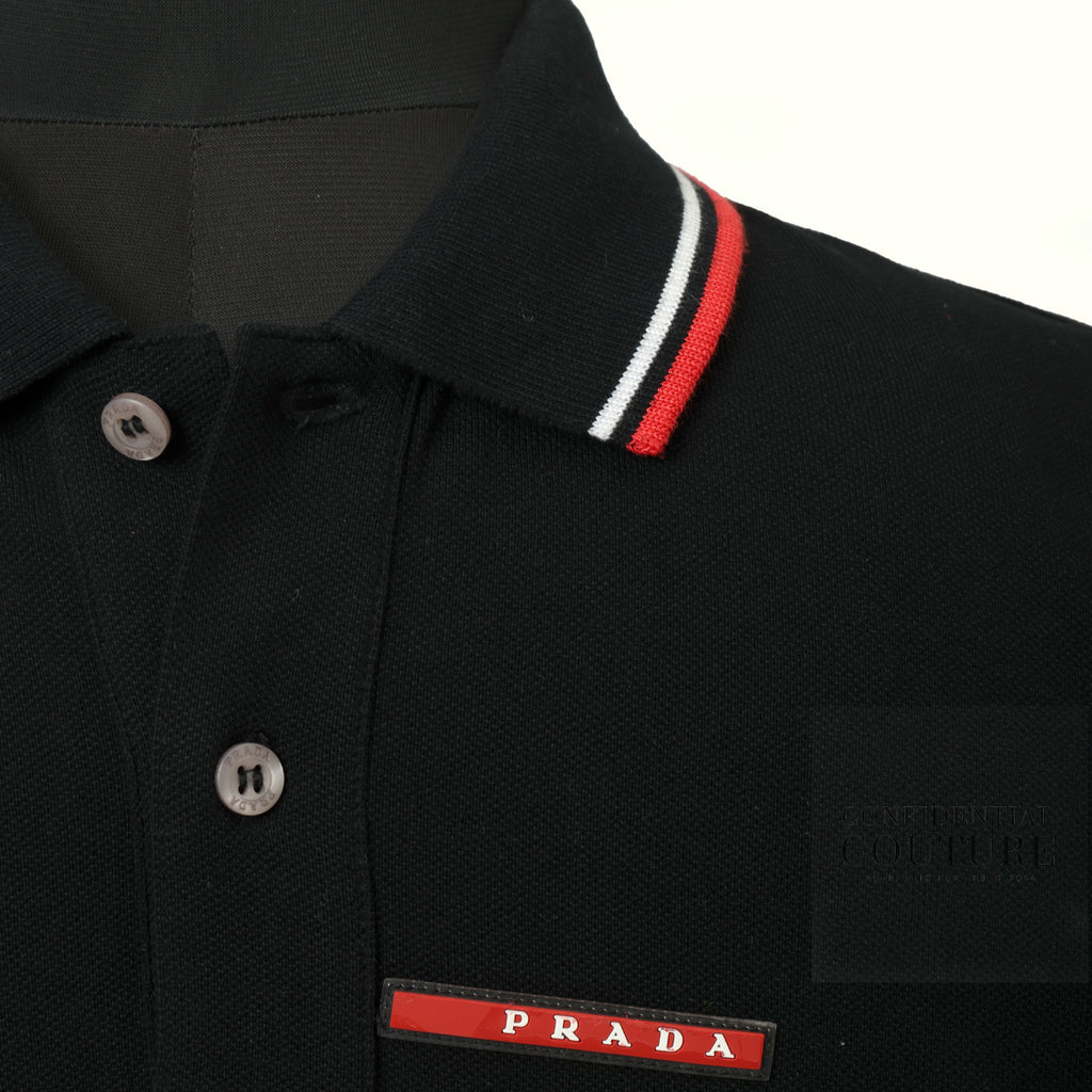 Prada Black Polo Neck Tshirt For Men- M – Confidential Couture