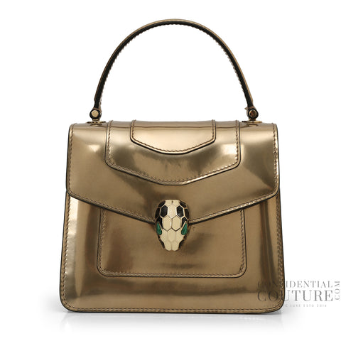 Serpenti Forever Small Top Handle Bag In Champagne